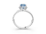 White gold Fancy Blue Cushion  Halo Twisted Band Four-Prong Ring_40