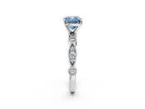 White gold Fancy Blue Cushion  Milgrain Bezel Diamond Engagement Ring with Solitaire Prong Setting_162