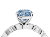 White gold Fancy Blue Cushion  Milgrain Bezel Diamond Engagement Ring with Solitaire Prong Setting_164