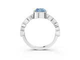 White gold Fancy Blue Cushion  Milgrain Marquise Diamond Twist Band Ring_65