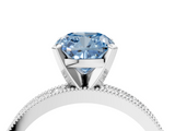 White gold Fancy Blue Cushion  Milgrain Pave Diamond Engagement Ring with Four-Prong Setting_185