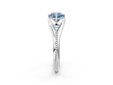 White gold Fancy Blue Cushion  Solitaire Beaded Band Six-Prong Setting_2