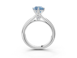 White gold Fancy Blue Cushion  Solitaire Beaded Band Six-Prong Setting_3