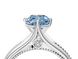 White gold Fancy Blue Cushion  Solitaire Beaded Band Six-Prong Setting_4