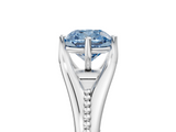 White gold Fancy Blue Cushion  Solitaire Beaded Band Six-Prong Setting_5