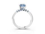 White gold Fancy Blue Cushion  Solitaire Beaded Band with Four-Prong Setting_60