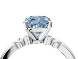 White gold Fancy Blue Cushion  Solitaire Beaded Band with Four-Prong Setting_61