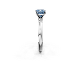 White gold Fancy Blue Cushion  Solitaire Beaded Band with Four-Prong Setting_61