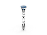 White gold Fancy Blue Cushion  Solitaire Bezel Accent Diamond Engagement Ring with Beaded Band and Four-Prong Setting_43