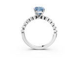 White gold Fancy Blue Cushion  Solitaire Bezel Accent Diamond Engagement Ring with Beaded Band and Four-Prong Setting_44