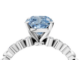 White gold Fancy Blue Cushion  Solitaire Bezel Accent Diamond Engagement Ring with Beaded Band and Four-Prong Setting_53