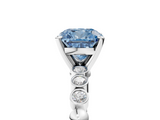 White gold Fancy Blue Cushion  Solitaire Bezel Accent Diamond Engagement Ring with Beaded Band and Four-Prong Setting_59