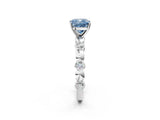 White gold Fancy Blue Cushion  Solitaire Bezel-Set Diamond Ring with Beaded Band and Four-Prong Setting_34