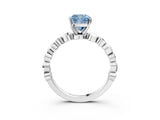White gold Fancy Blue Cushion  Solitaire Bezel-Set Diamond Ring with Beaded Band and Four-Prong Setting_35