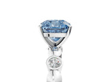 White gold Fancy Blue Cushion  Solitaire Bezel-Set Diamond Ring with Beaded Band and Four-Prong Setting_37