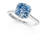 White gold Fancy Blue Cushion  Solitaire Cathedral Diamond Ring with Six-Prong Setting_18