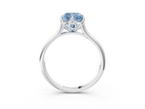 White gold Fancy Blue Cushion  Solitaire Cathedral Diamond Ring with Six-Prong Setting_20