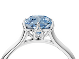 White gold Fancy Blue Cushion  Solitaire Cathedral Diamond Ring with Six-Prong Setting_21