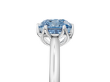 White gold Fancy Blue Cushion  Solitaire Cathedral Diamond Ring with Six-Prong Setting_22