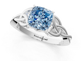 White gold Fancy Blue Cushion  Solitaire Celtic Knot Engagement Ring with Four-Prong Setting_104