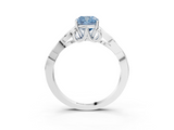White gold Fancy Blue Cushion  Solitaire Celtic Knot Engagement Ring with Four-Prong Setting_104