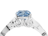 White gold Fancy Blue Cushion  Solitaire Celtic Knot Engagement Ring with Four-Prong Setting_106