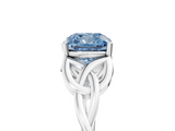 White gold Fancy Blue Cushion  Solitaire Celtic Knot Engagement Ring with Four-Prong Setting_106
