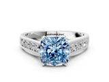 White gold Fancy Blue Cushion  Solitaire Channel-Set Diamond Engagement Ring with Four-Prong Setting_32