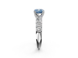 White gold Fancy Blue Cushion  Solitaire Chevron Pave Diamond Engagement Ring with Six-Prong Setting_5