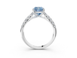 White gold Fancy Blue Cushion  Solitaire Chevron Pave Diamond Engagement Ring with Six-Prong Setting_6