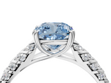 White gold Fancy Blue Cushion  Solitaire Chevron Pave Diamond Engagement Ring with Six-Prong Setting_7