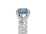 White gold Fancy Blue Cushion  Solitaire Chevron Pave Diamond Engagement Ring with Six-Prong Setting_8