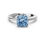 White gold Fancy Blue Cushion  Solitaire Diamond Engagement Ring with Four-Prong Setting on a Classic Band_3