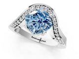 White gold Fancy Blue Cushion  Solitaire Diamond Engagement Ring with Pave Band and Four-Prong Setting_39