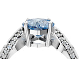 White gold Fancy Blue Cushion  Solitaire Diamond Engagement Ring with Pave Band and Four-Prong Setting_42