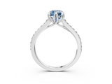 White gold Fancy Blue Cushion  Solitaire Diamond Engagement Ring with Pave Band and Six-Prong Setting_23