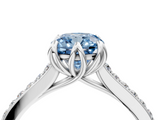 White gold Fancy Blue Cushion  Solitaire Diamond Engagement Ring with Pave Band and Six-Prong Setting_24