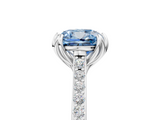 White gold Fancy Blue Cushion  Solitaire Diamond Engagement Ring with Pave Band and Six-Prong Setting_25