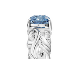 White gold Fancy Blue Cushion  Solitaire Diamond Leaf Vine Band with Prong Setting_67