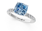 White gold Fancy Blue Cushion  Solitaire Diamond Pavé Band with Four-Prong Setting_25