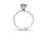 White gold Fancy Blue Cushion  Solitaire Diamond Pavé Band with Four-Prong Setting_27
