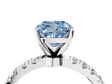 White gold Fancy Blue Cushion  Solitaire Diamond Pavé Band with Four-Prong Setting_28