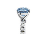 White gold Fancy Blue Cushion  Solitaire Diamond Pavé Band with Four-Prong Setting_29