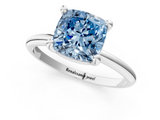 White gold Fancy Blue Cushion  Solitaire Diamond Ring with 4-Prong Setting on a Classic Band_4