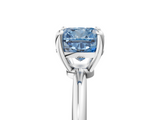 White gold Fancy Blue Cushion  Solitaire Diamond Ring with 4-Prong Setting on a Classic Band_8