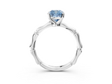 White gold Fancy Blue Cushion  Solitaire Diamond Ring with Bamboo Band and Four-Prong Setting_48