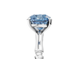 White gold Fancy Blue Cushion  Solitaire Diamond Ring with Bamboo Band and Four-Prong Setting_50