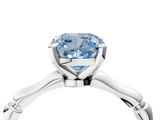 White gold Fancy Blue Cushion  Solitaire Diamond Ring with Bamboo Band and Four-Prong Setting_52