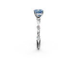 White gold Fancy Blue Cushion  Solitaire Diamond Ring with Bezel Set Side Stones and Prong Setting_5