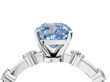 White gold Fancy Blue Cushion  Solitaire Diamond Ring with Bezel Set Side Stones and Prong Setting_7